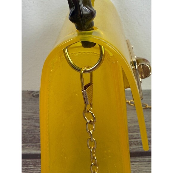Mini Bamboo Handle Handbag In Clear High Quality PVC Crossbody Chain Strap - Picture 8 of 10